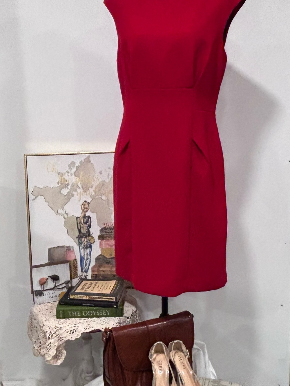 Calvin Klein Cherry Red Sleeveless Sheath Dress #CK #timeless